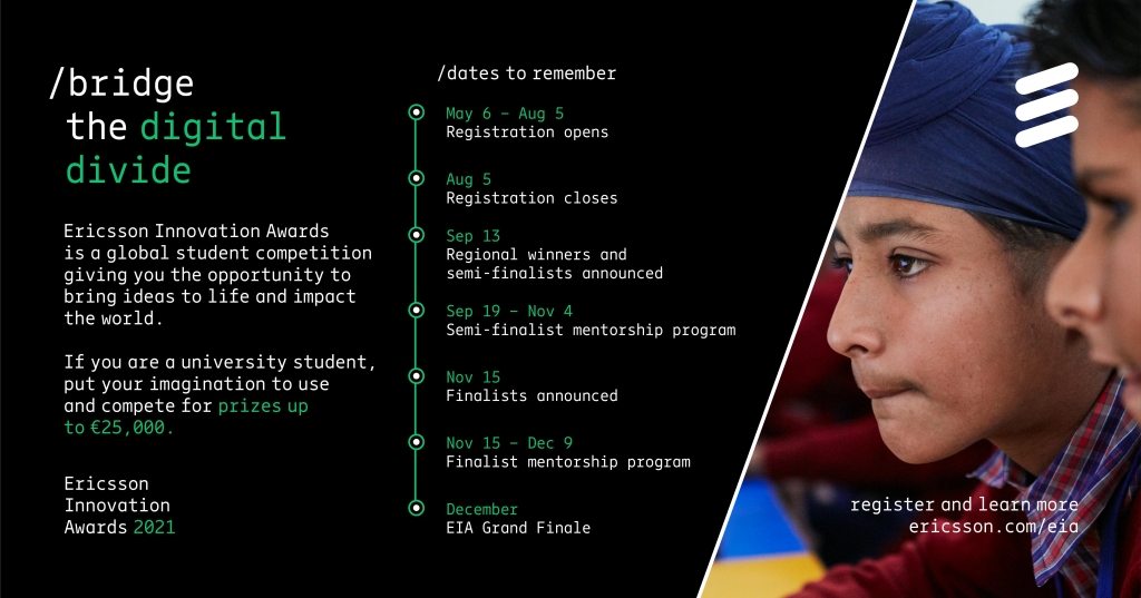 اريكسون تدعو طلاب الجامعات إلى التسجيل في مسابقة جوائز إريكسون للابتكار 2021